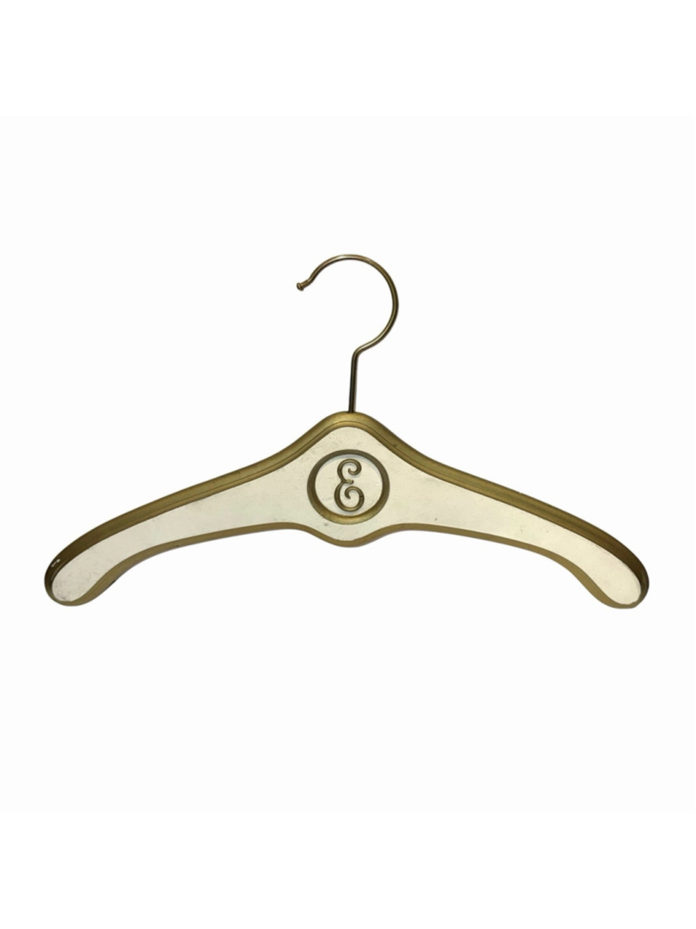Vintage MCM Hollywood Regency Gold Mirrored Monogram Cursive E Clothes Hanger